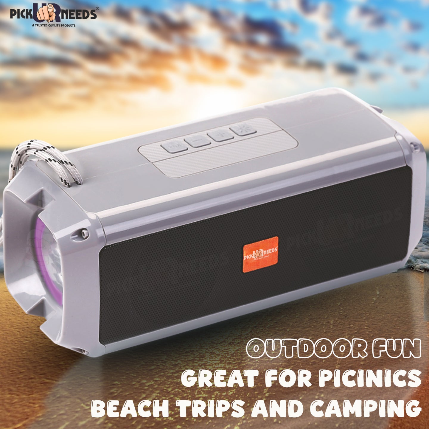 Pick Ur Needs Mini Wireless Soundbar System With RGB Disco Light TF Card / USB / Radio Support 10 W Bluetooth Speaker  (White, 5.0 Channel)